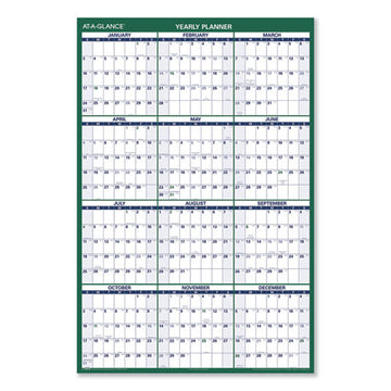 AT-A-GLANCE® Vertical Erasable Wall Planner, 32 X 48, White-green Sheets, 12-month (jan To Dec): 2022 freeshipping - TVN Wholesale